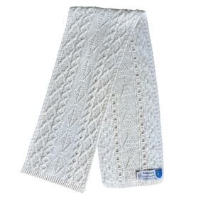 Aran Sweater Market Maloney Clan Knit Wool Scarf in Cream White